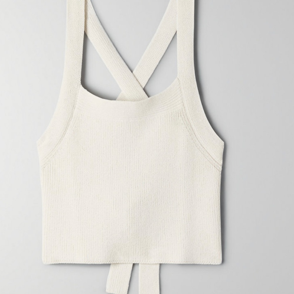 Crop open back ribbed tank